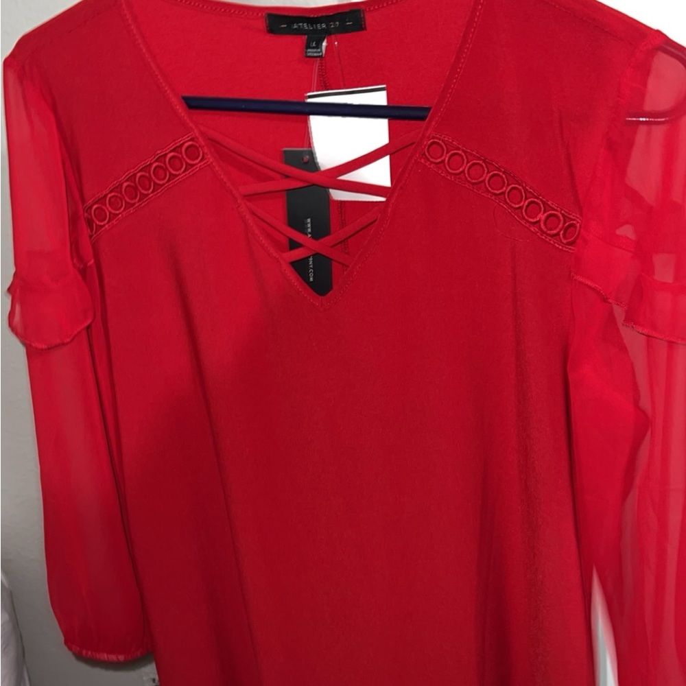 ♥️ Altier 29 Red Criss Cross Blouse ♥️